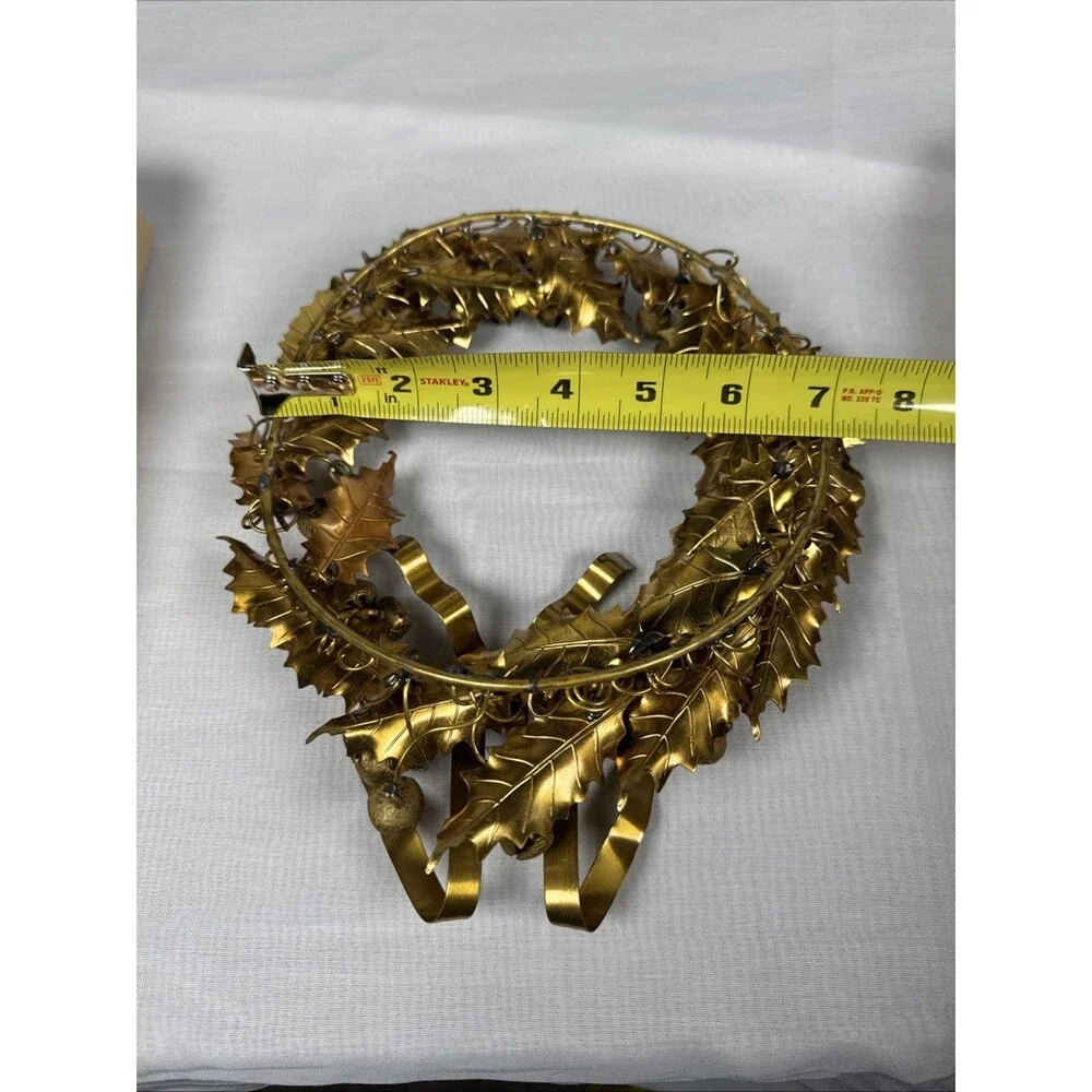 Dresden Petities Choses Brass Wreath Rare Holly Leaves Bells, Petites Christmas